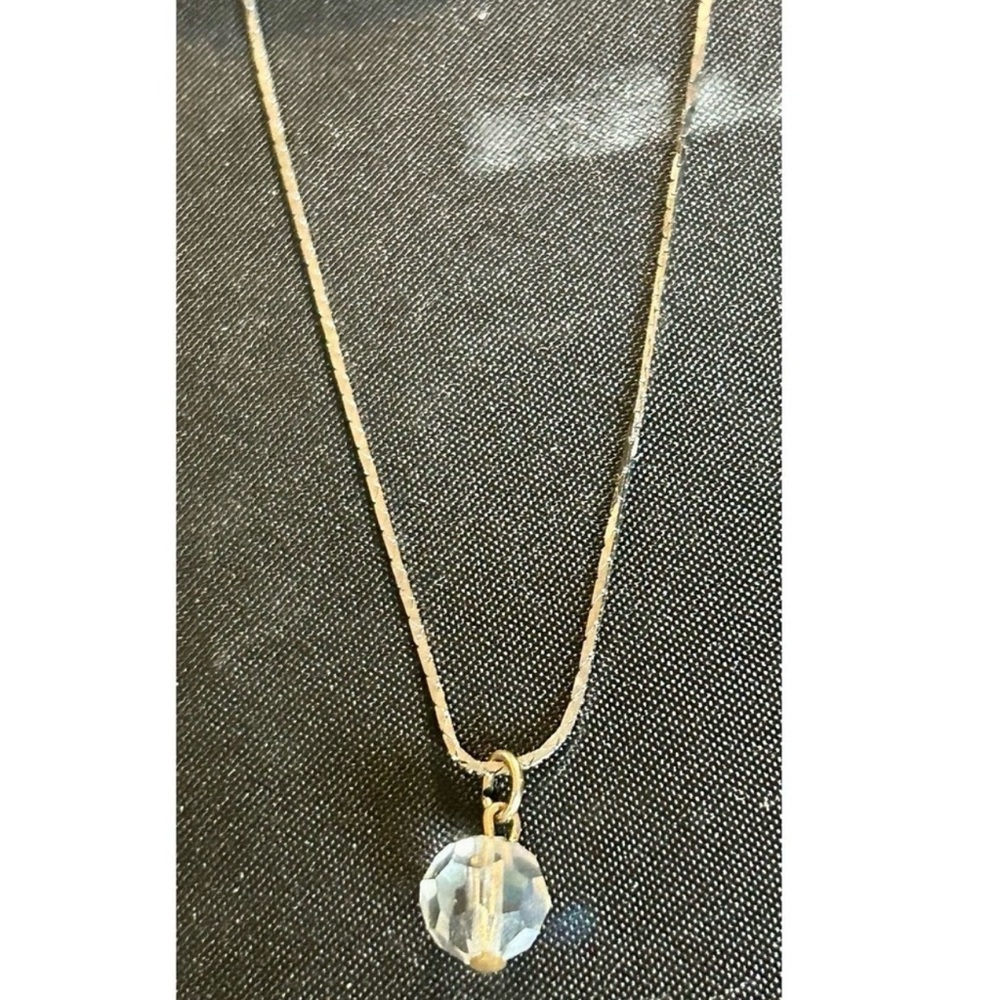 Iridescent Crystal Pendant Necklace Silver Vintage Aurora Borealis AB Pendant - Picture 5 of 7